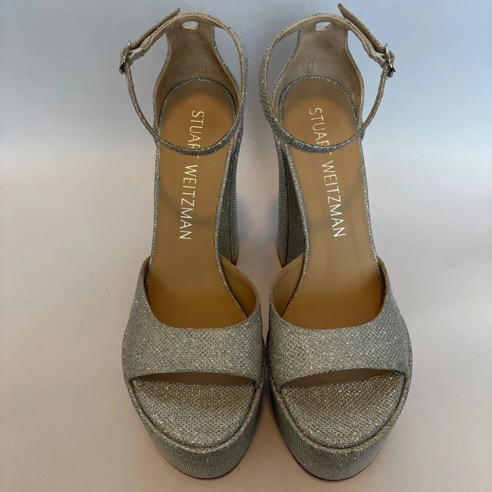 Stuart Weitzman Skyhigh 145 Metallic Platform Heels size 10.5‎